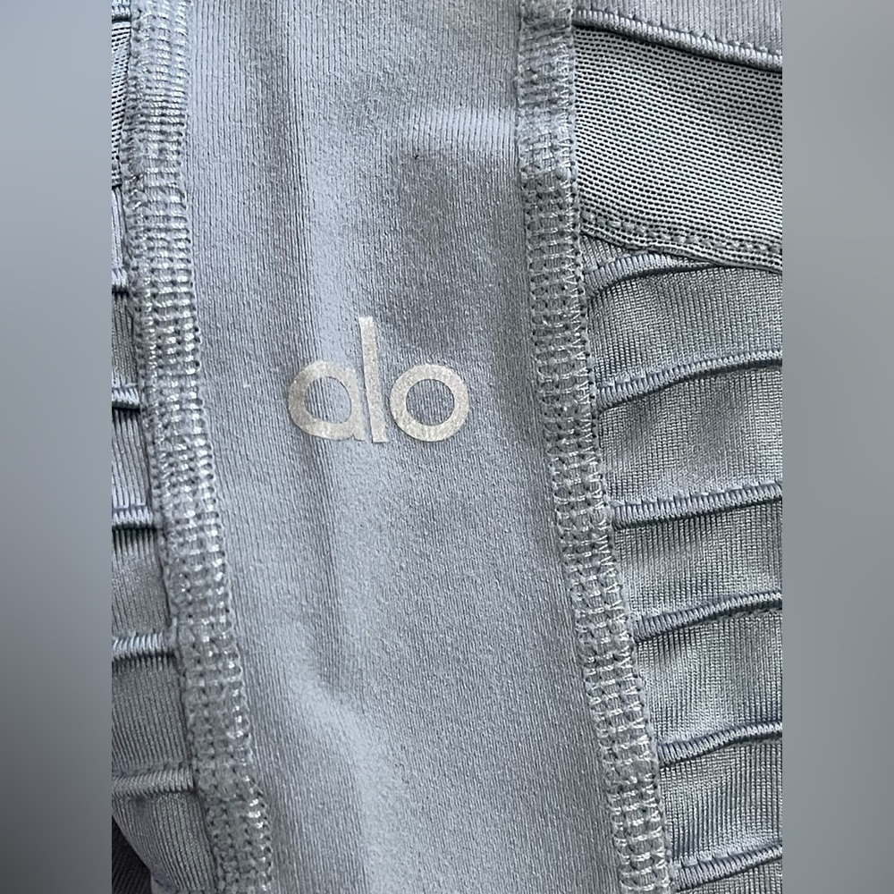 Alo Moto Leggings Womens M Gray High Rise Biker Panel Moto‎ Yoga Athletic Pants - Picture 5 of 5